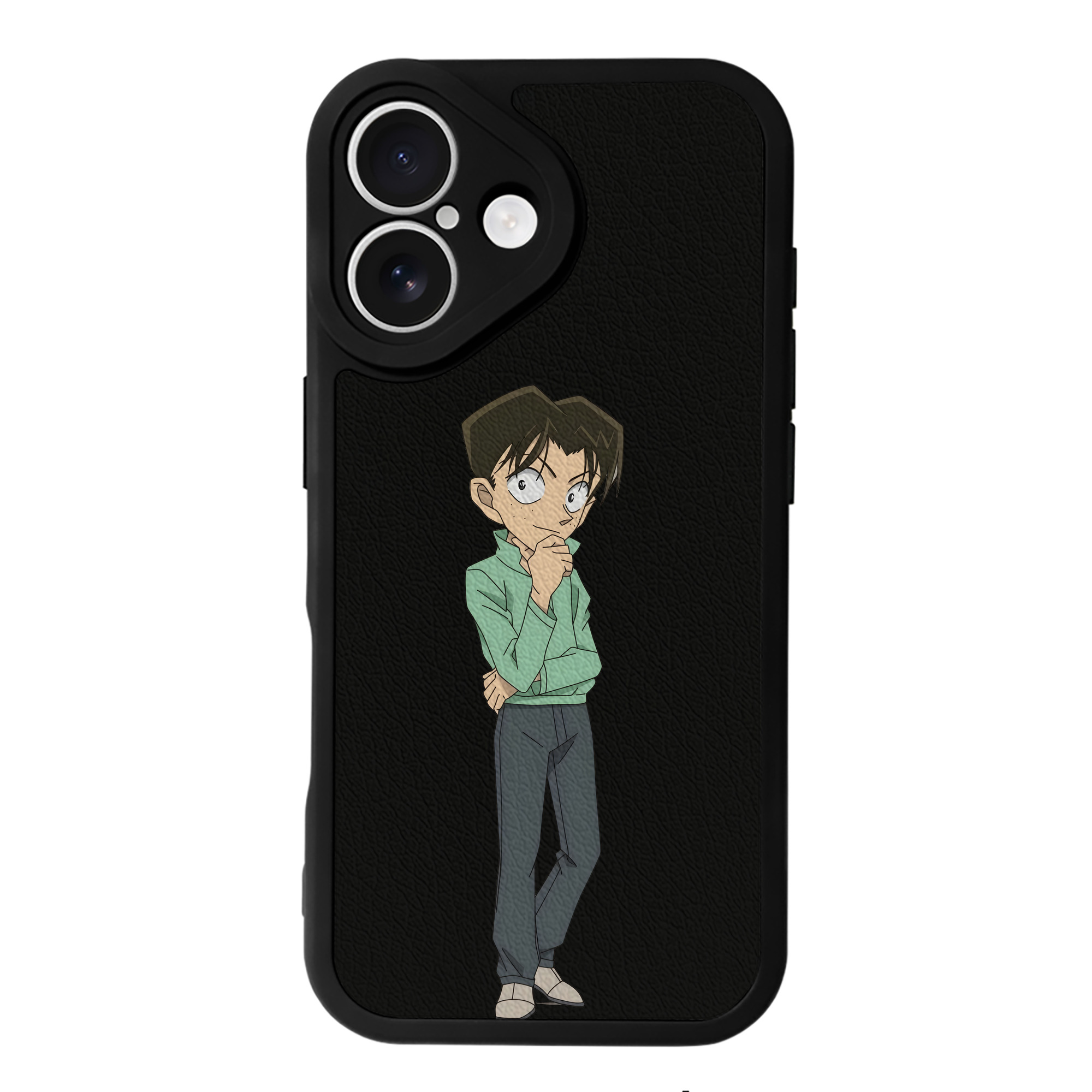 （画像用） 名探偵コナン 円谷 光彦 つぶらや みつひこ Detective Conan Mitch Tennyson 【iPhone 16シリーズ対応】シリコンスマホケース（レザー調） 材質：シリコン